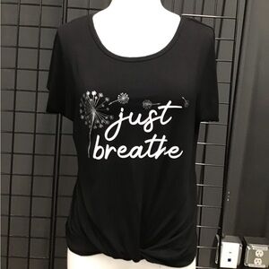 Black 'Just Breathe' Graphic Tee